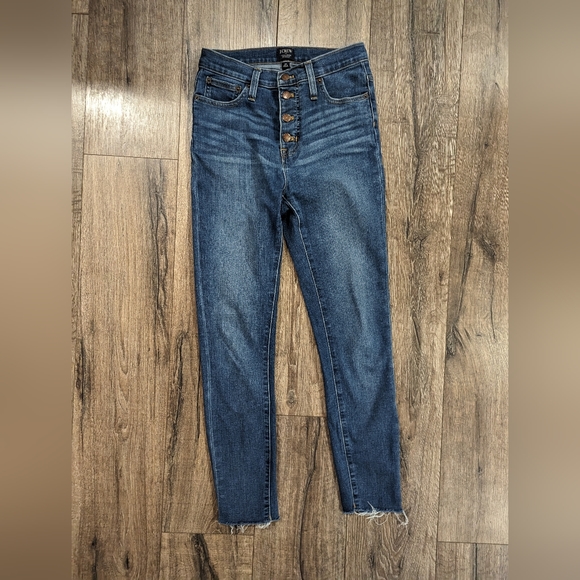 J Crew Size 26 / 2 Skinny Blue Jeans High Rise Denim Stretchy Ankle - Picture 2 of 7